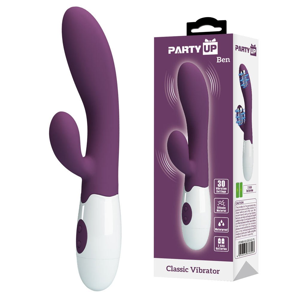 Party Up Ben Classic Rabbit Vibrator - Purple