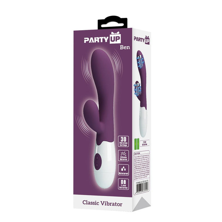 Party Up Ben Classic Rabbit Vibrator - Purple