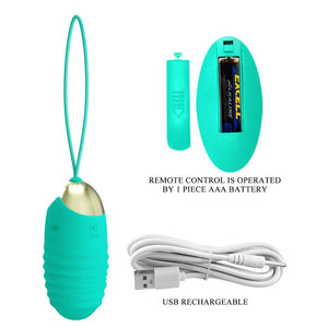 Party Up Ian Vibrating Egg with Remote Control - Teal