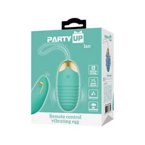 Party Up Ian Vibrating Egg with Remote Control - Teal