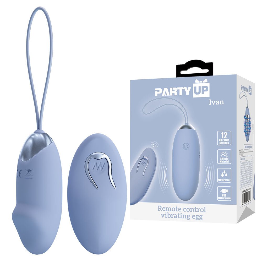 Party Up Ivan Vibrating Egg with Remote Control - Purple