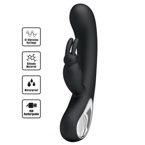 Party Up Colin Rabbit Vibrator - Black