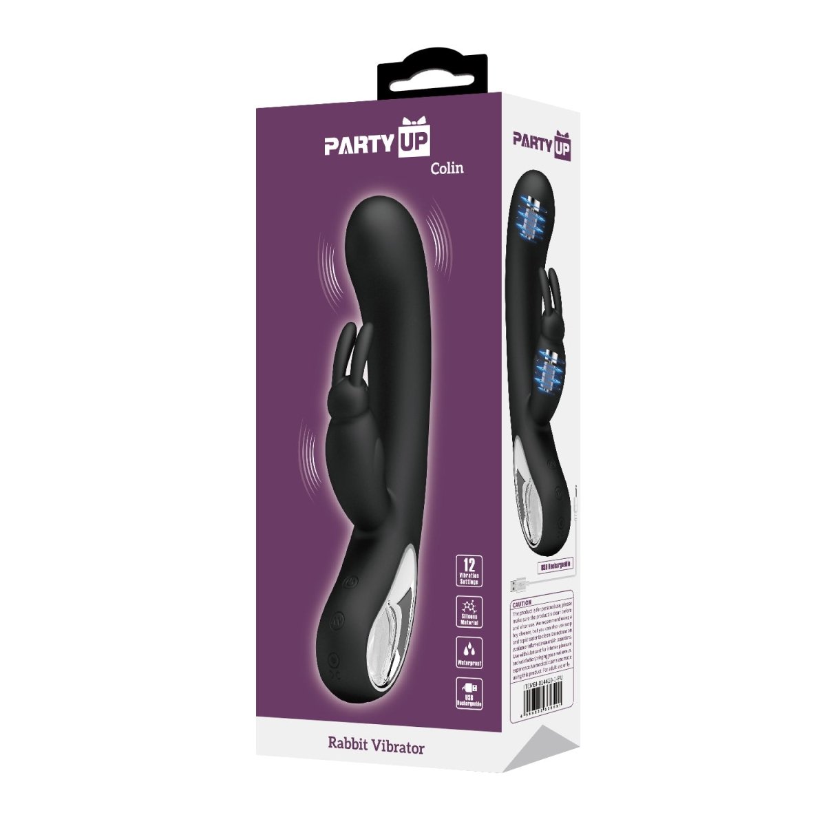 Party Up Colin Rabbit Vibrator - Black
