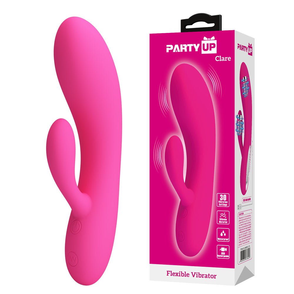 Party Up Clare Flexible Rabbit Vibrator - Pink