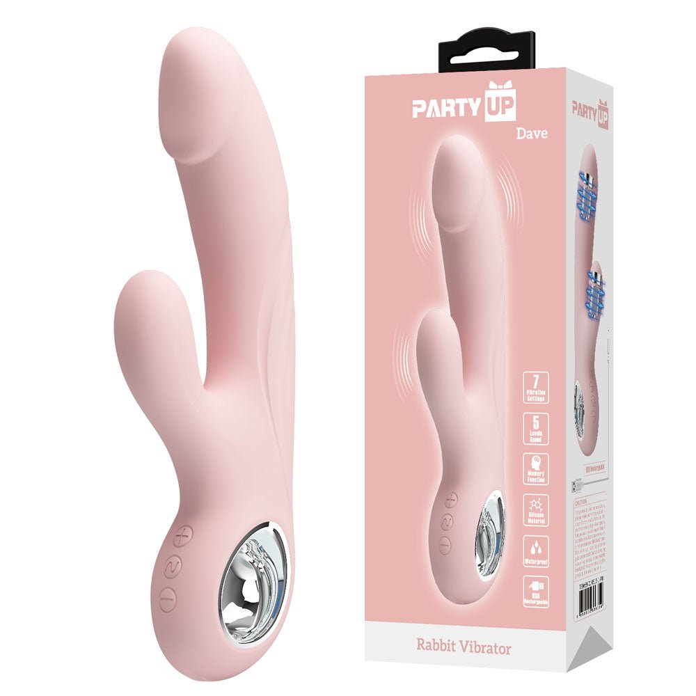 Party Up Dave Rabbit Vibrator - Pink