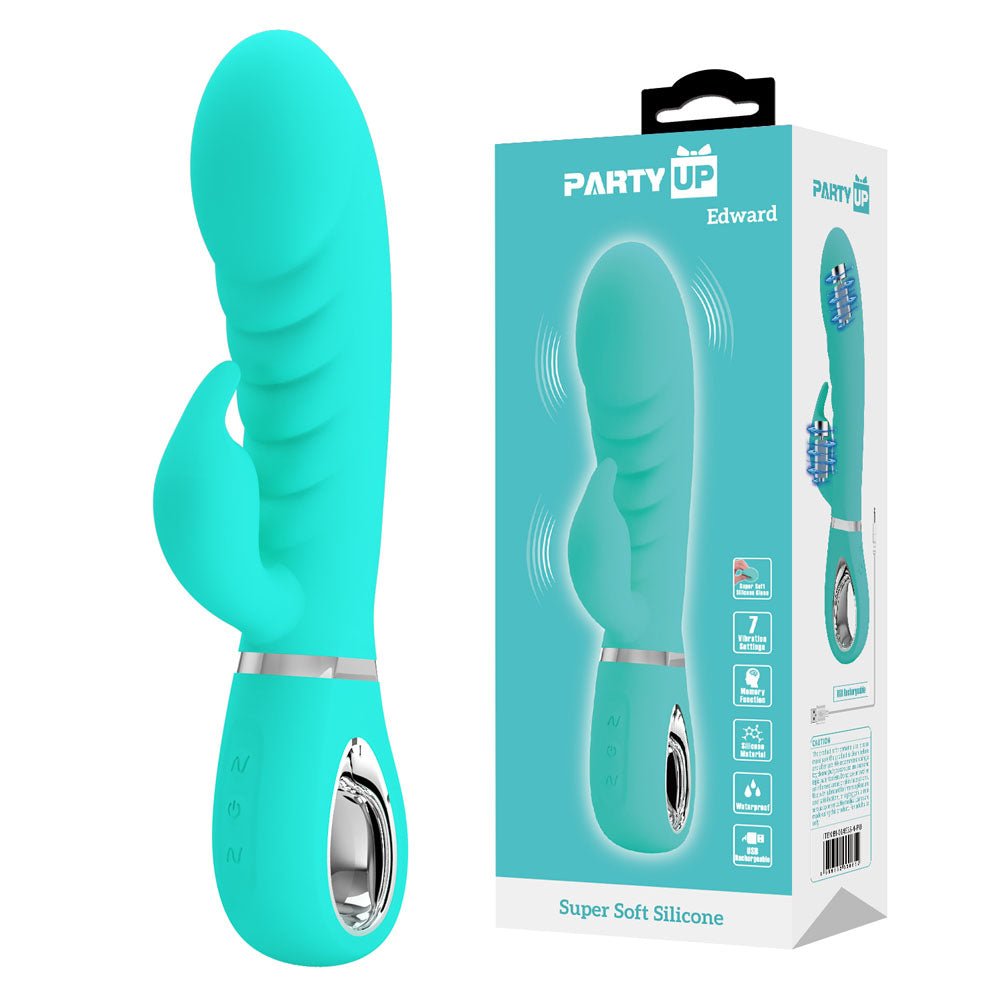 Party Up Edward Rabbit Vibrator - Teal
