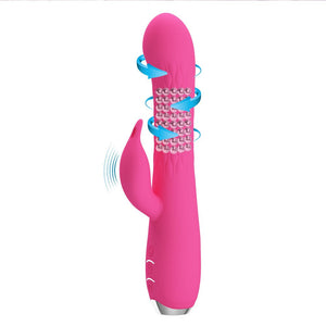 Party Up Eric Rotating Beads Rabbit Vibrator - Pink