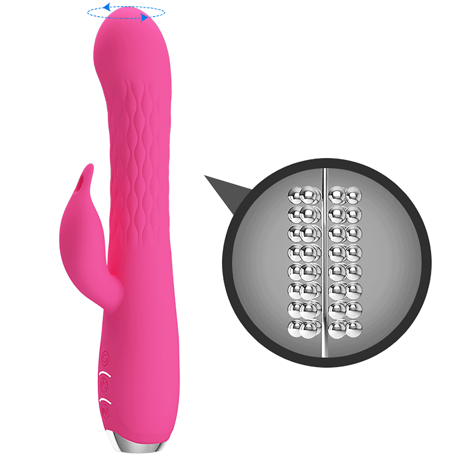 Party Up Eric Rotating Beads Rabbit Vibrator - Pink