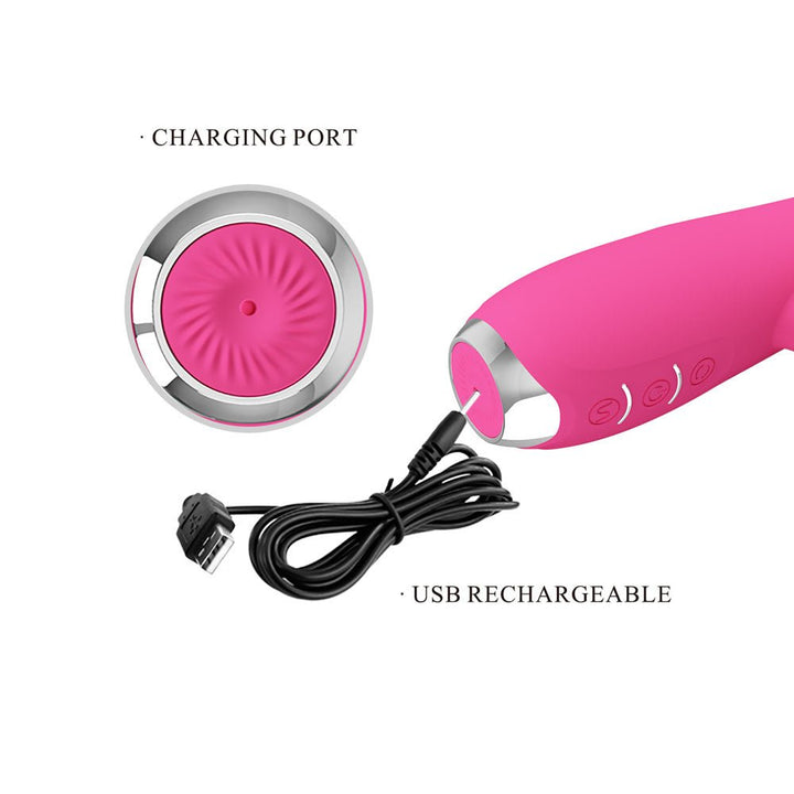 Party Up Eric Rotating Beads Rabbit Vibrator - Pink