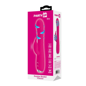 Party Up Eric Rotating Beads Rabbit Vibrator - Pink
