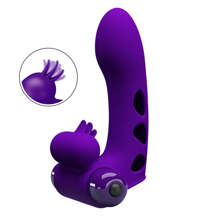 Party Up Mike Vibrating Finger Stimulator - Purple
