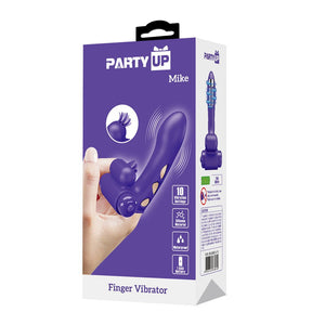 Party Up Mike Vibrating Finger Stimulator - Purple