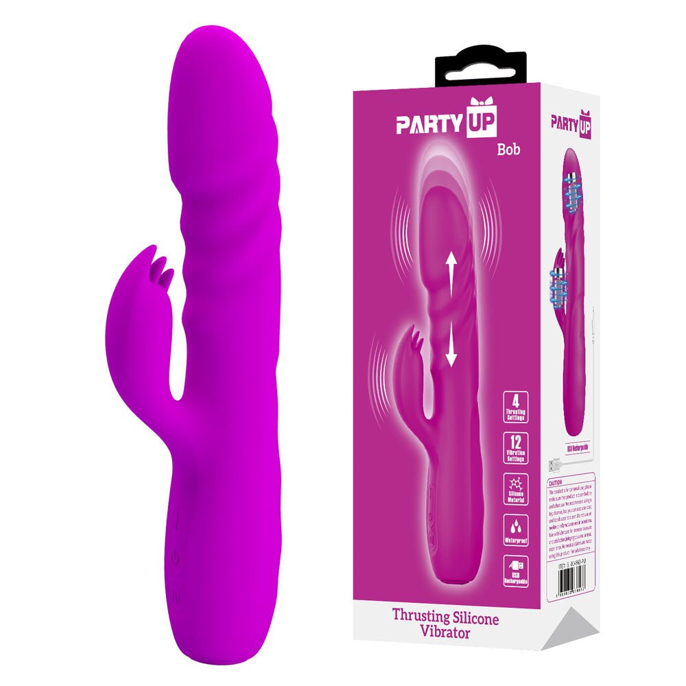 Party Up Bob Thrusting Rabbit Vibrator - Purple