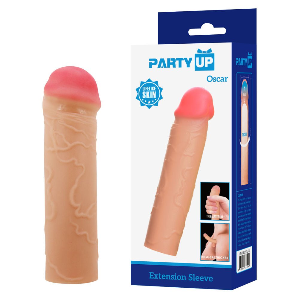 Party Up Oscar 1 Inch Extender Penis Sleeve - Flesh