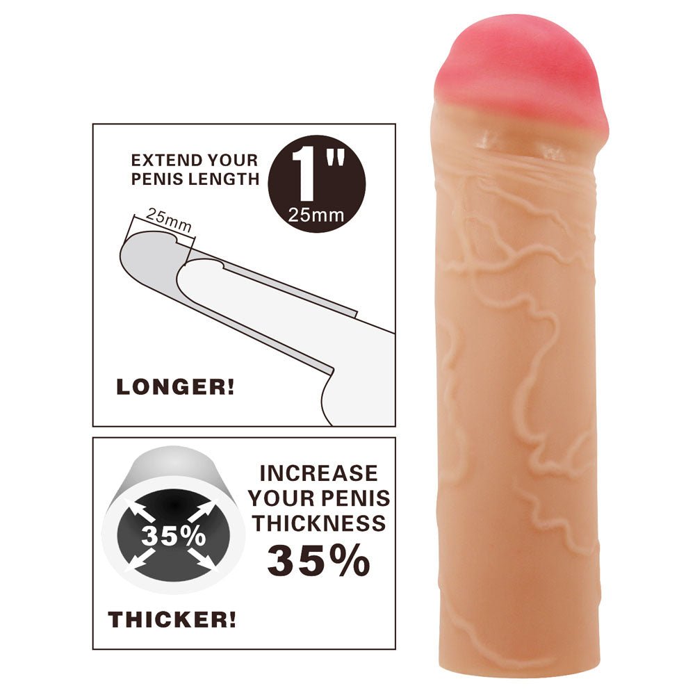 Party Up Oscar 1 Inch Extender Penis Sleeve - Flesh