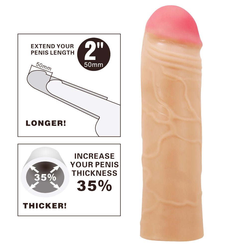 Party Up Parker 2 Inch Extender Penis Sleeve - Flesh