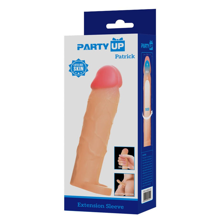 Party Up Patrick 2 Inch Extender Penis Sleeve with Ball Strap - Flesh
