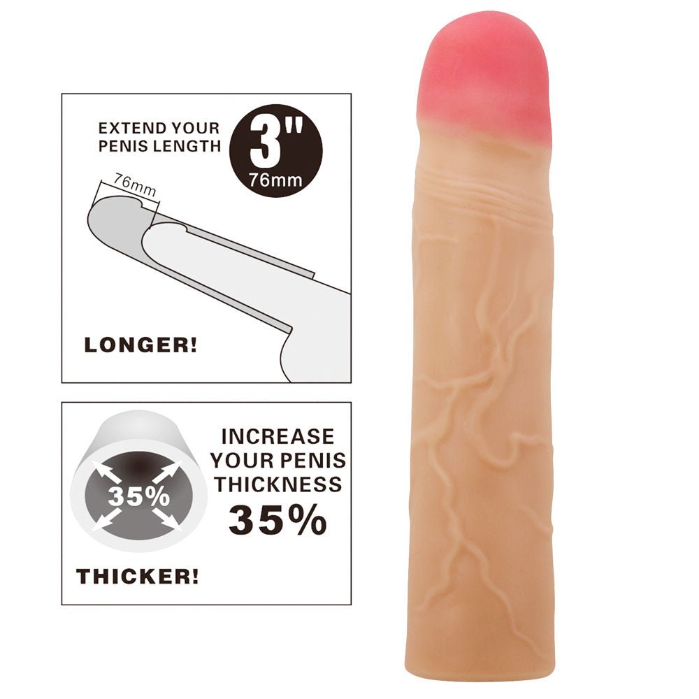 Party Up Philip 3 Inch Penis Extender Sleeve - Flesh