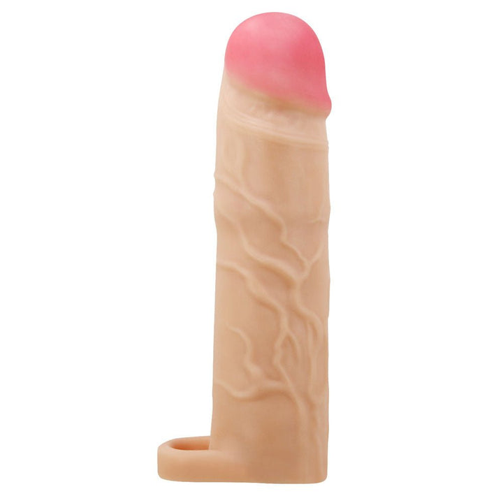 Party Up Richard 3 Inch Penis Extender Sleeve with Ball Strap - Flesh
