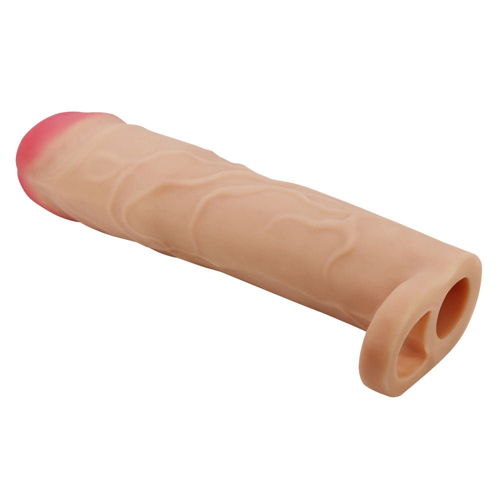 Party Up Richard 3 Inch Penis Extender Sleeve with Ball Strap - Flesh