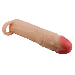 Party Up Richard 3 Inch Penis Extender Sleeve with Ball Strap - Flesh