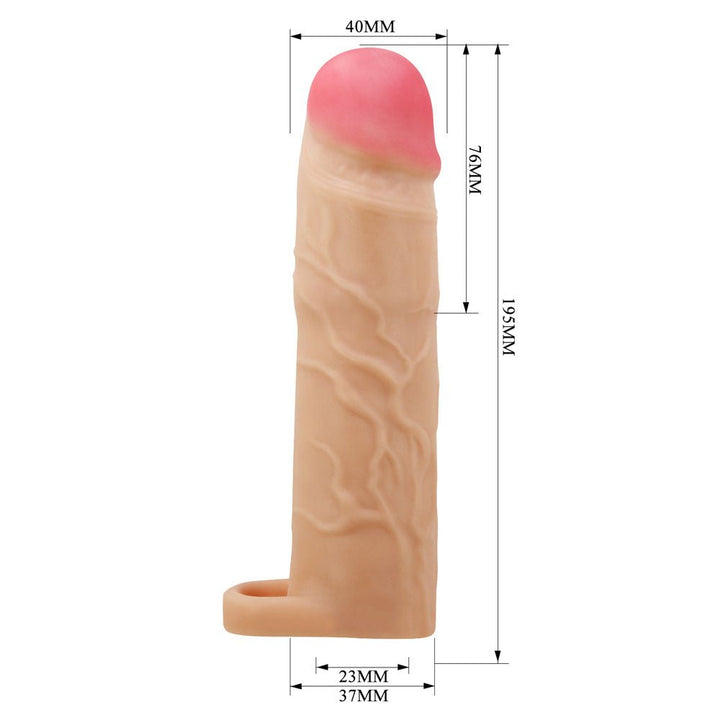 Party Up Richard 3 Inch Penis Extender Sleeve with Ball Strap - Flesh