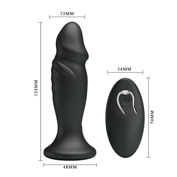 Mr Play Powerful Vibrating Anal Plug with Remote Control - Black