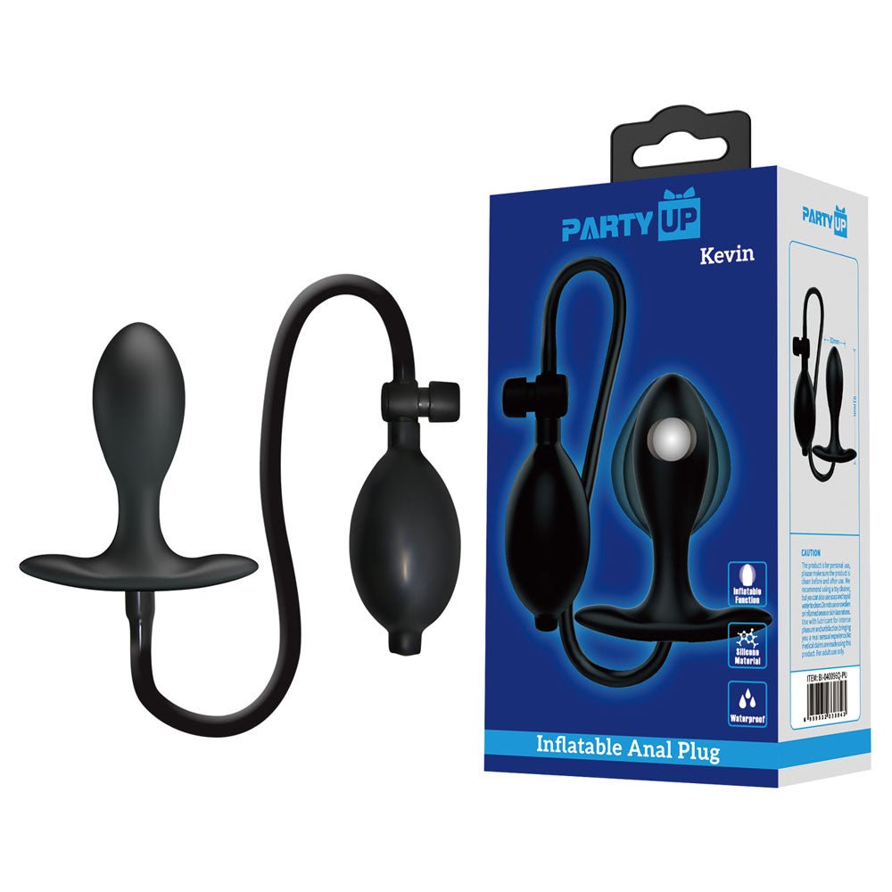 Party Up Kevin Inflatable Butt Plug - Black