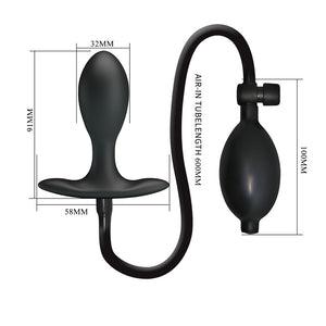 Party Up Kevin Inflatable Butt Plug - Black