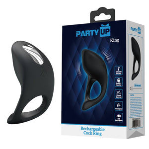 Party Up King Vibraing Cock Ring - Black