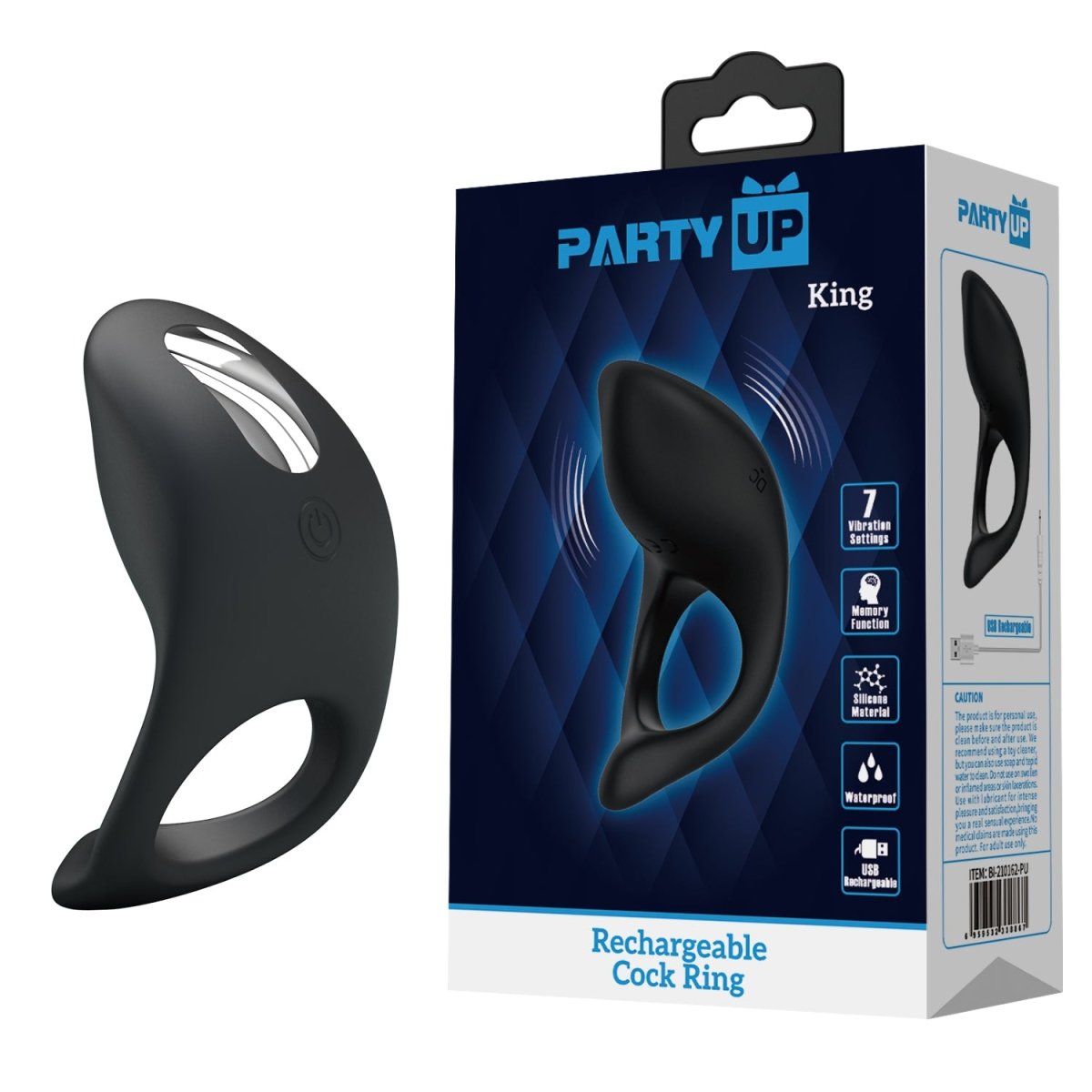 Party Up King Vibraing Cock Ring - Black