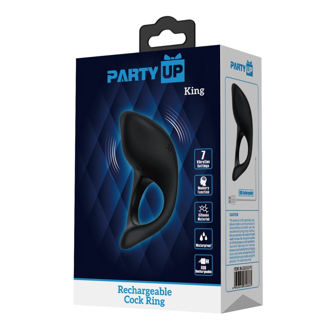 Party Up King Vibraing Cock Ring - Black