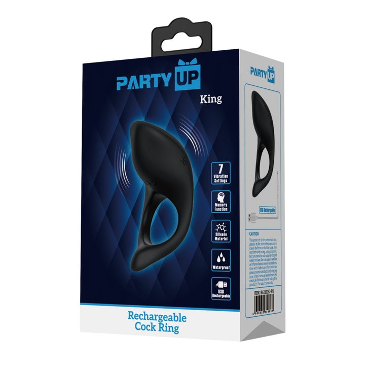 Party Up King Vibraing Cock Ring - Black