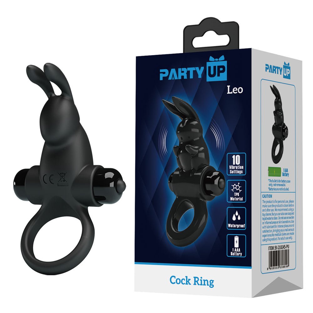 Party Up Larry Vibrating Cock Ring - Black