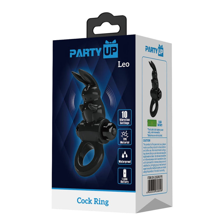 Party Up Larry Vibrating Cock Ring - Black
