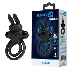 Party Up Lawrence Vibrating Cock & Balls Ring - Black