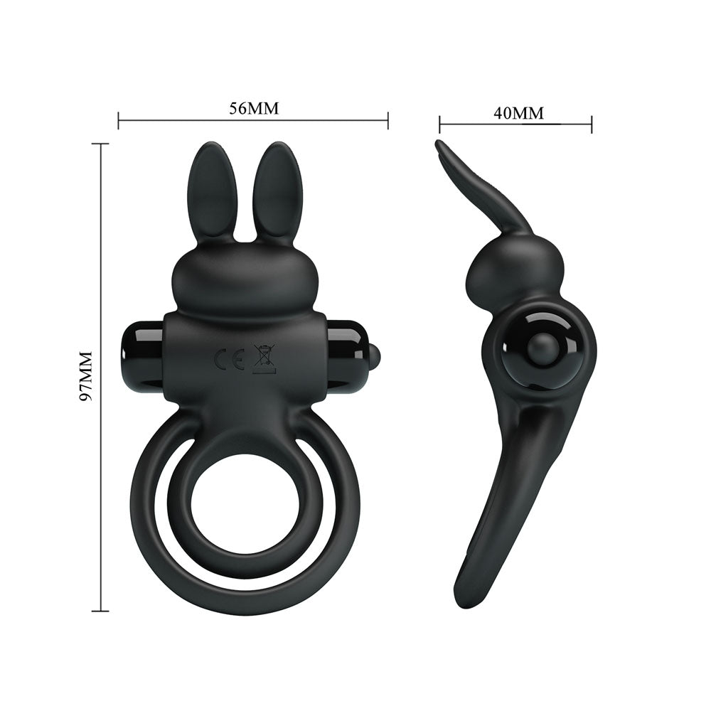 Party Up Lawrence Vibrating Cock & Balls Ring - Black