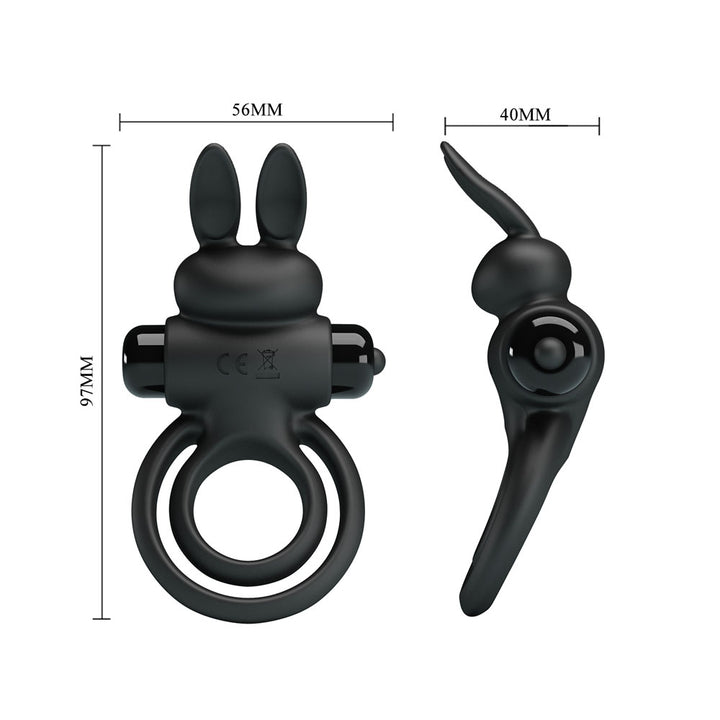 Party Up Lawrence Vibrating Cock & Balls Ring - Black