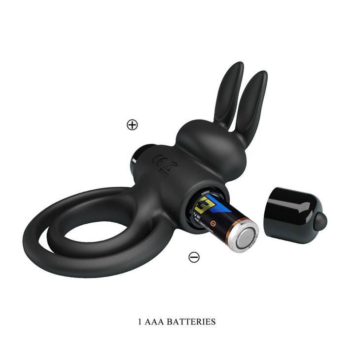 Party Up Lawrence Vibrating Cock & Balls Ring - Black