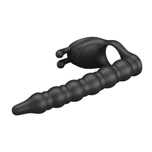 Party Up Marcus - Vibrating Cock Ring & Anal Plug with Double Penetrator - Black