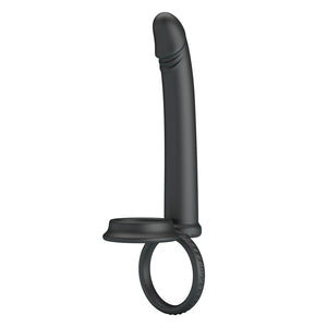 Party Up Martin Cock & Ball Rings with Double Penetrator - Black