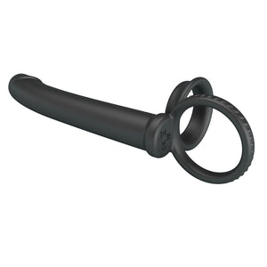 Party Up Martin Cock & Ball Rings with Double Penetrator - Black