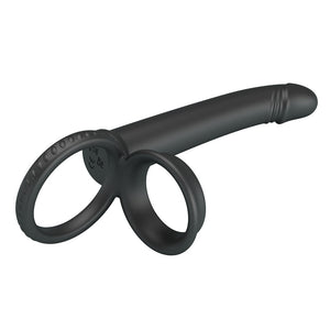Party Up Martin Cock & Ball Rings with Double Penetrator - Black