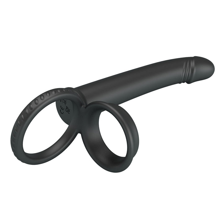 Party Up Martin Cock & Ball Rings with Double Penetrator - Black