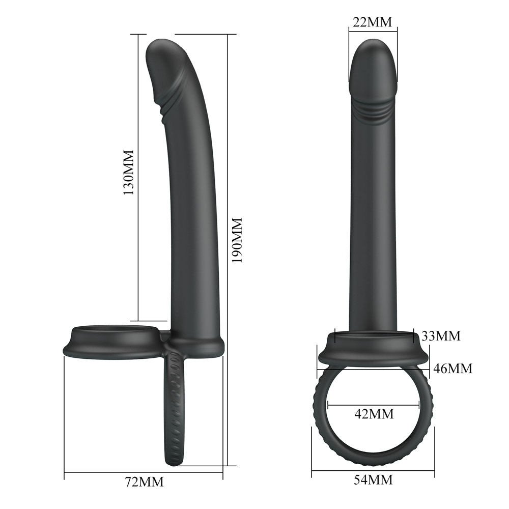 Party Up Martin Cock & Ball Rings with Double Penetrator - Black