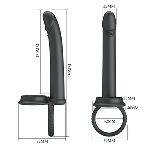 Party Up Martin Cock & Ball Rings with Double Penetrator - Black