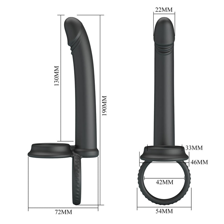 Party Up Martin Cock & Ball Rings with Double Penetrator - Black