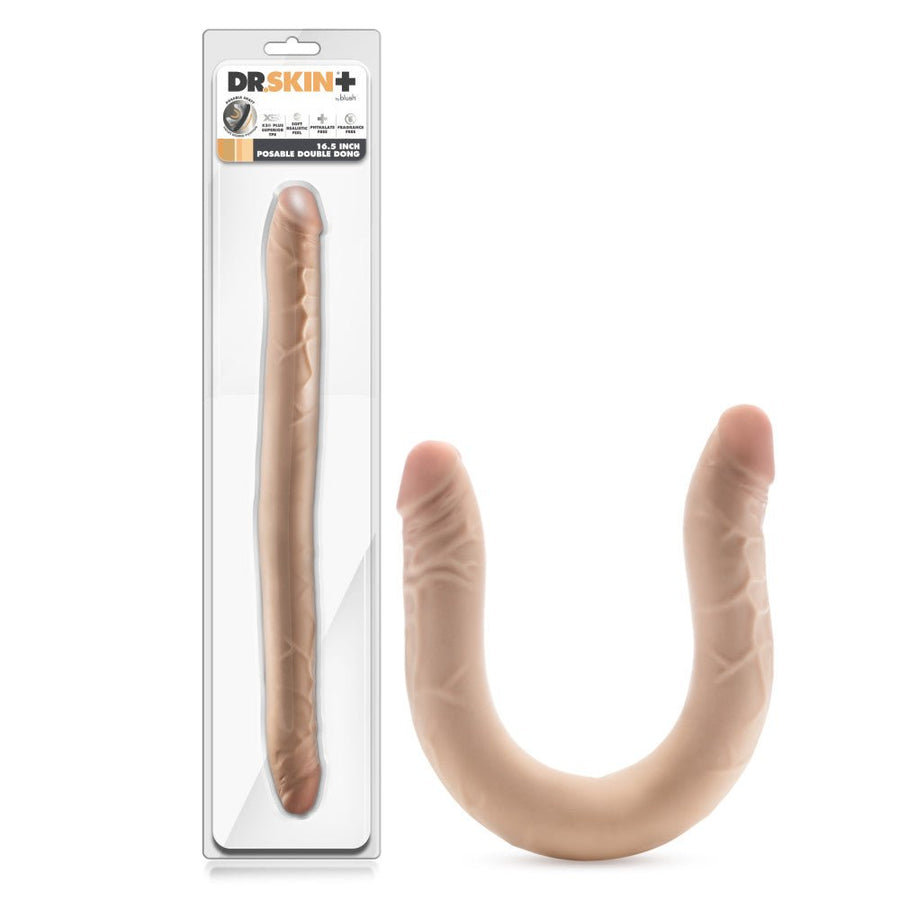 Dr. Skin Plus - 16.5 Inch Posable Double Dong - Flesh