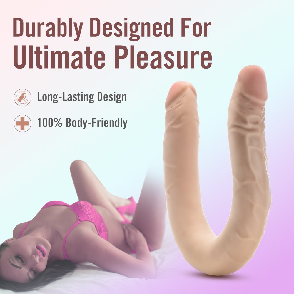 Dr. Skin Plus - 16.5 Inch Posable Double Dong - Flesh