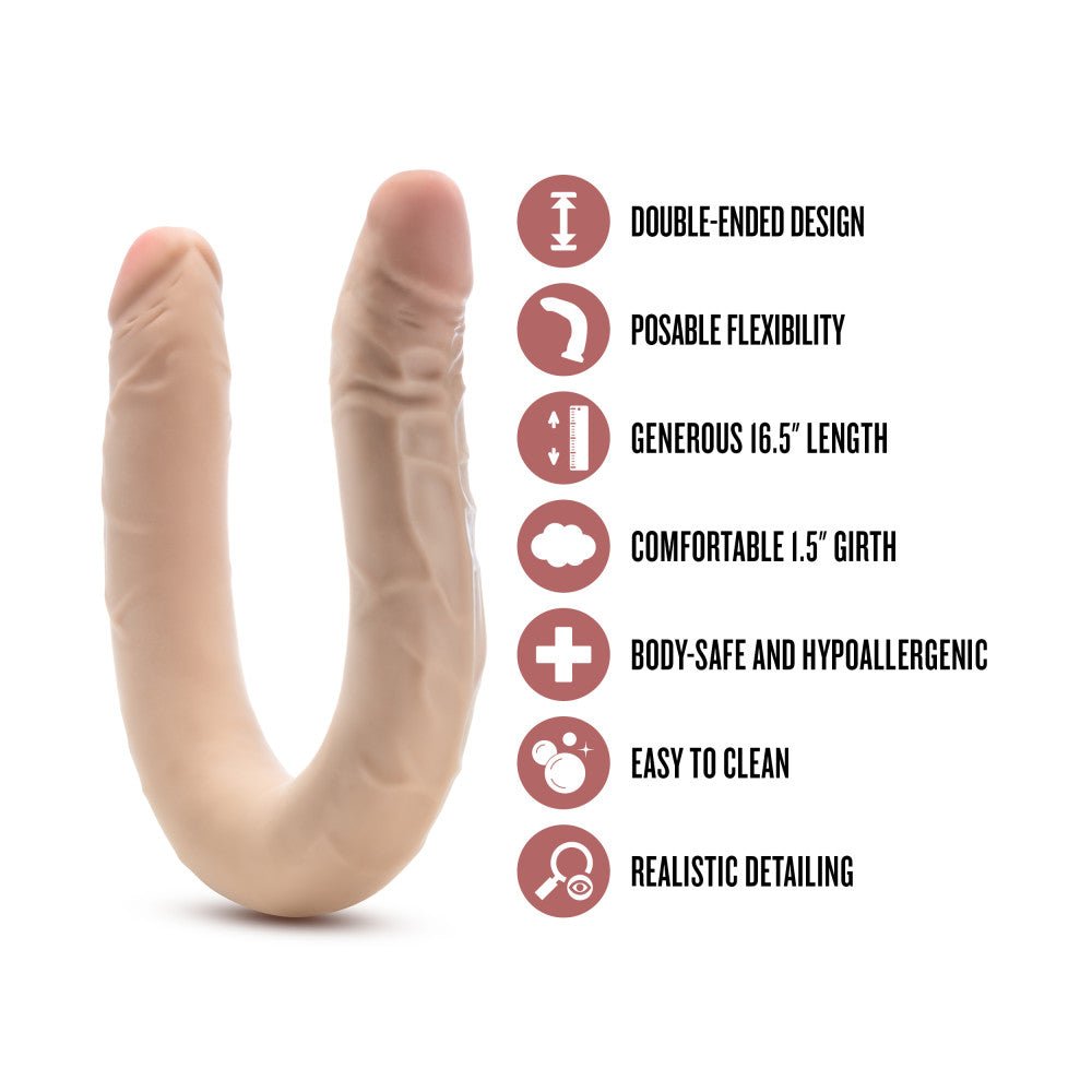 Dr. Skin Plus - 16.5 Inch Posable Double Dong - Flesh